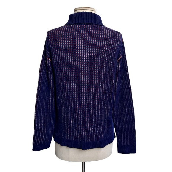 70s vintage quarter zip sweater o-ring rainbow knitted pattern turtleneck. - Picture 5 of 10